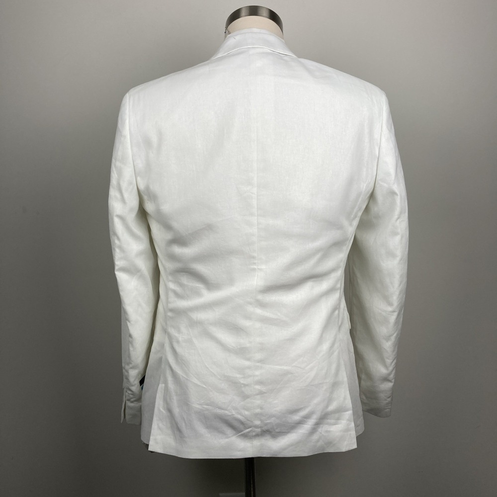 Bar III Mens Slim fit Suit Jacket Blazer‎ 42 R White Solid Linen Blend F03388 - Picture 7 of 9
